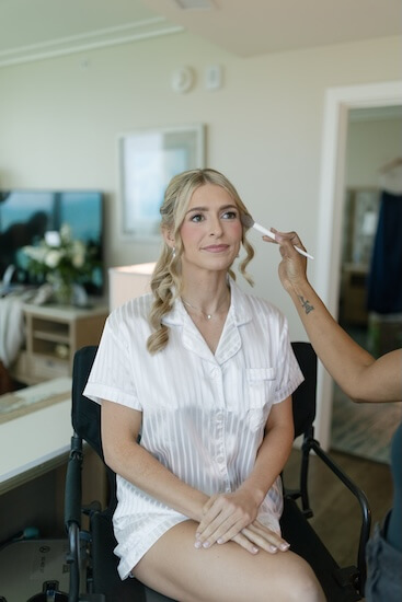 A birde having her makeup done in her suite at the Opal Sands Resort on Clearwater beach.