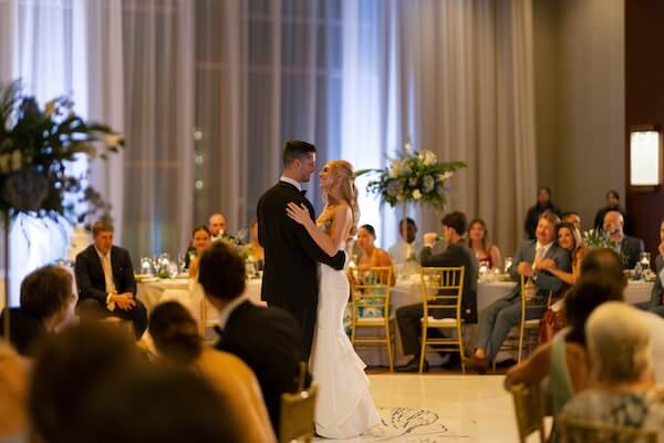 A birde and groom's first dance.