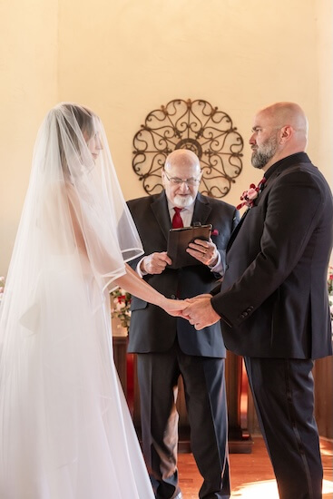 Wedding ceremony at the Andrews Memorial Chapel.