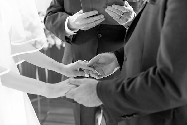Wedding ceremony at the Andrews Memorial Chapel.