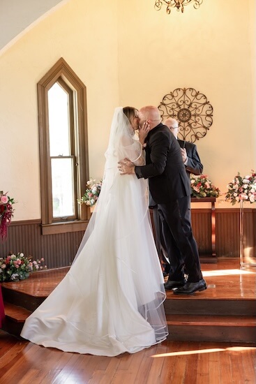Wedding ceremony at the Andrews Memorial Chapel.