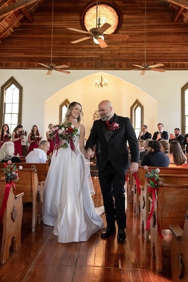 Wedding ceremony at the Andrews Memorial Chapel.