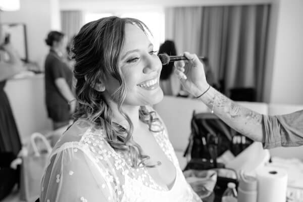 Bride having her makeup done in her bridal suite at the Hyatt Regency Clearwater Beach.