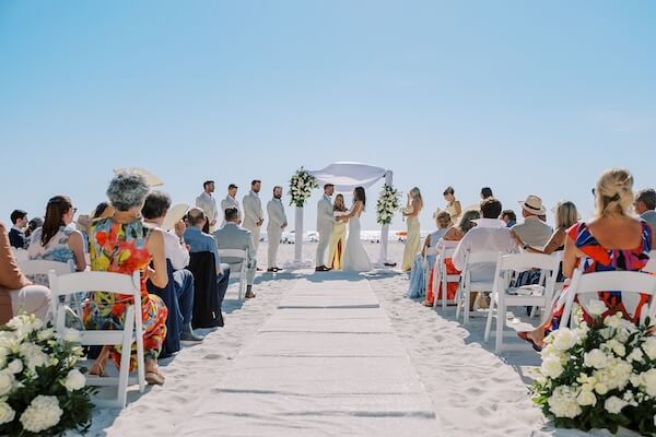 A Clearwater Beachfront wedding ceremony.