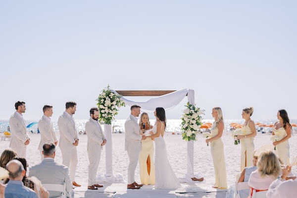 A Clearwater Beachfront wedding ceremony.