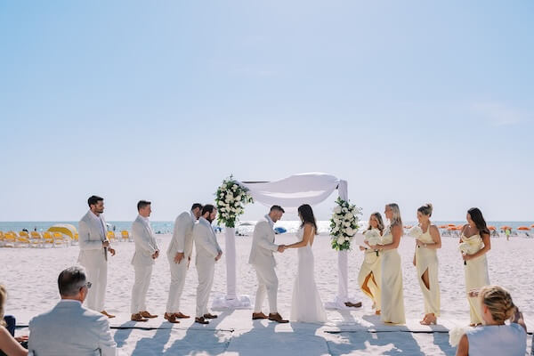 A Clearwater Beachfront wedding ceremony.