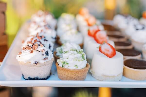 Dessert display for a Sandpearl Resort wedding reception.