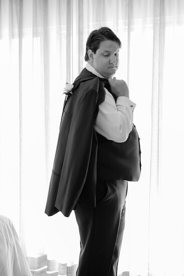 A groom getting ready for his First Look.