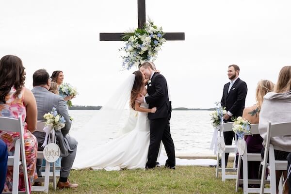 A waterfront wedding ceremony at Tampa Bay Watch.