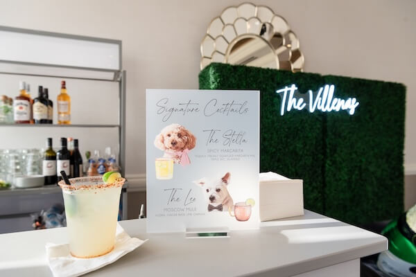 Signature cocktails and custom neon for a Hyatt Clearwater wedding reception.