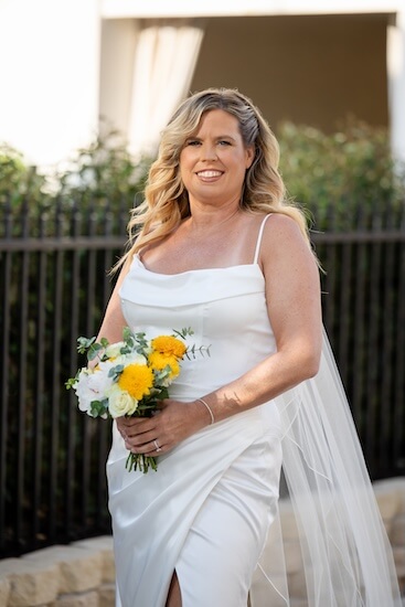 A bride at the Sandpearl Resort beofre her intimate Clearwater Beach wedding.