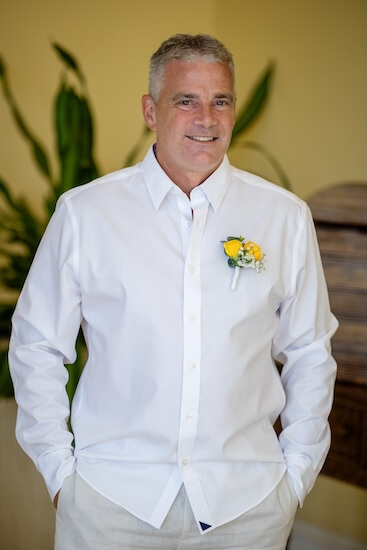 A groom in the Sandpearl Resort before his Clearwater Beach wedding.