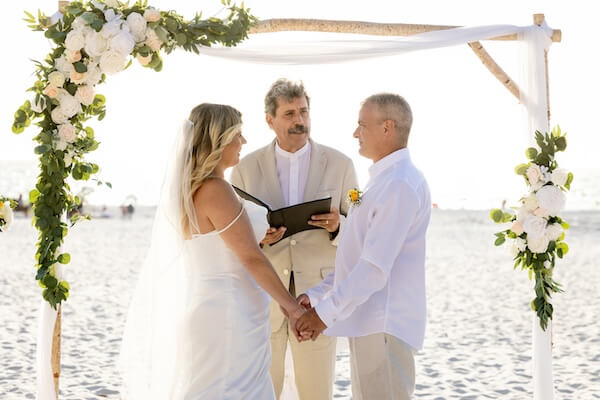A wedding ceremony on Clearwater Beach.