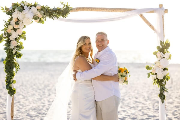 Sunset wedding photos on Clearwater Beach.