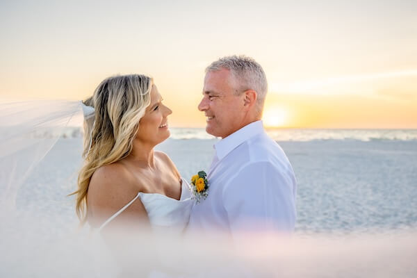 Sunset wedding photos on Clearwater Beach.
