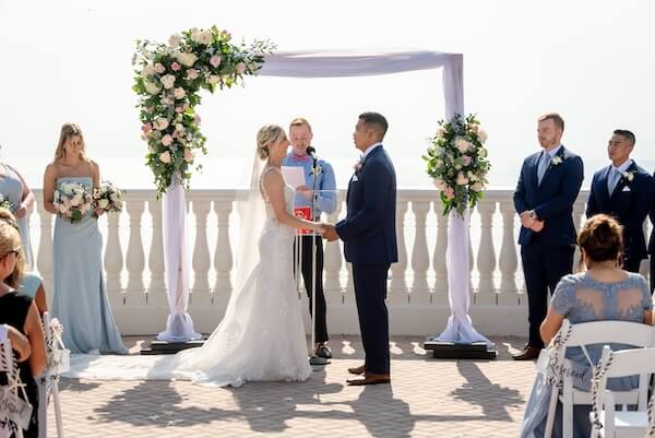 A wedding ceremony on the Sky Terrace at the Hyatt Clearwater.