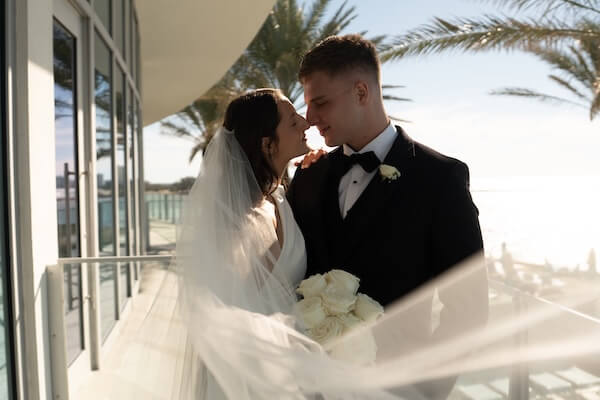 Newlywed couple after their Opal Sands wedding.