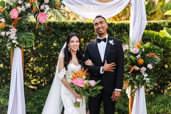 Bride and groom at their Tampa Garden Club wedding.