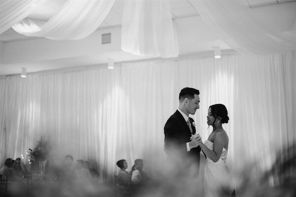 A newlywed couple's first dance at their Tampa wedding.