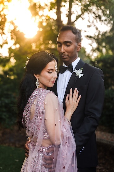A newlywed couple's portraits after their Tampa Garden Club wedding ceremony.