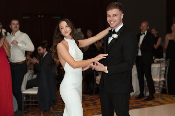 A bride and groom's first dance.