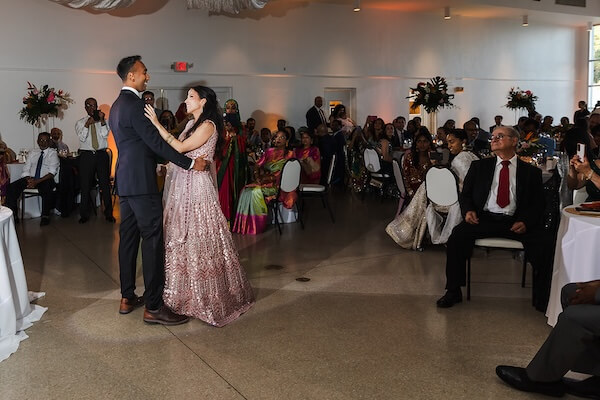 A birde and groom's first dance.