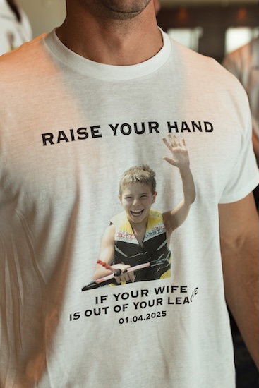 fun t shirts the groomsmen wore poking fun at the groom.