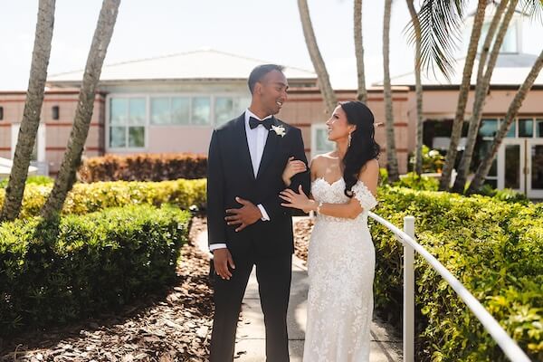 A Tampa bride and groom's first look.