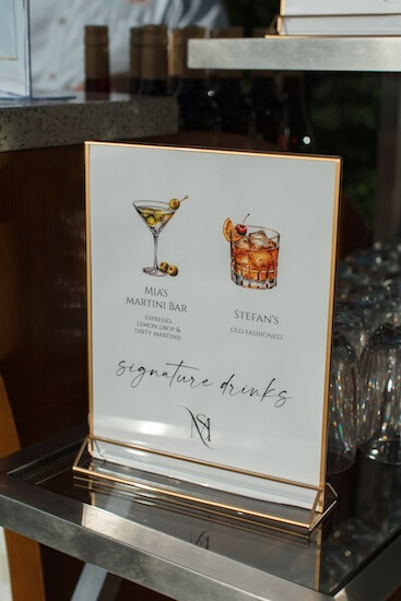 Signature drinks for an Opal Sands wedding.