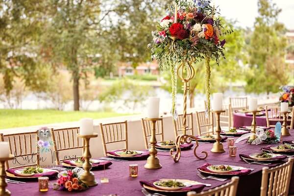 A luxurious wedding recption on the terrace of the Tampa Museum of Art.