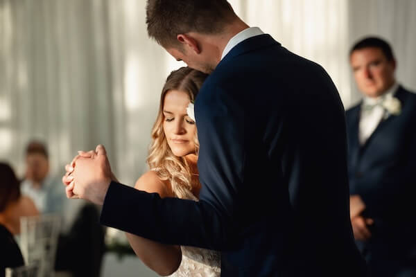 A bride and groom's first dance.