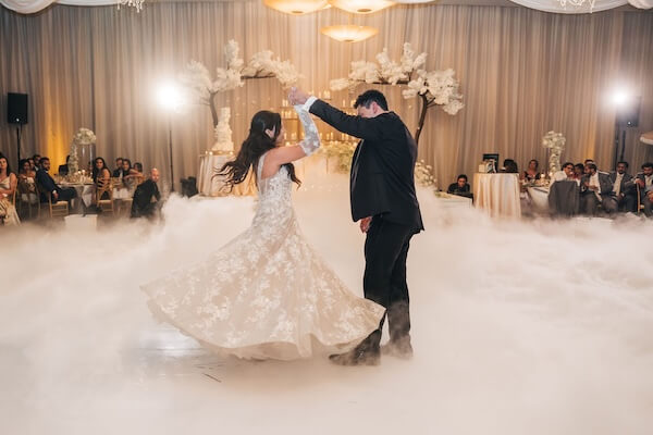 A birde and groom's first dance at their clearwater wedding reception.