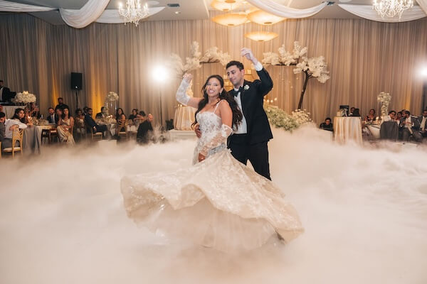 A birde and groom's first dance at their clearwater wedding reception.