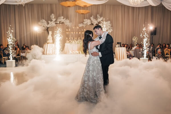 A birde and groom's first dance at their clearwater wedding reception.