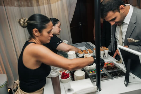A gelato cart at a Clearwater wedding reception.
