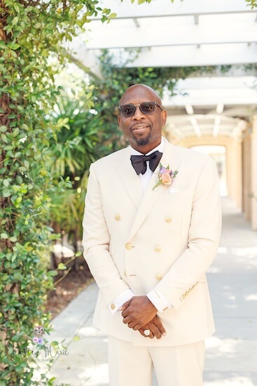 Groom before his Tampa Museum of Art wedding reception.