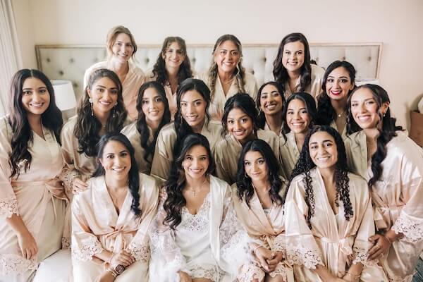 A bride and her bridal party.