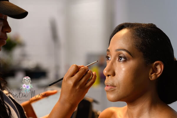 Tampa bride having her makup done.