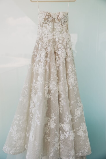 A stunning embroidered wedding gown for a Clearwater Coptic Orthodox wedding.