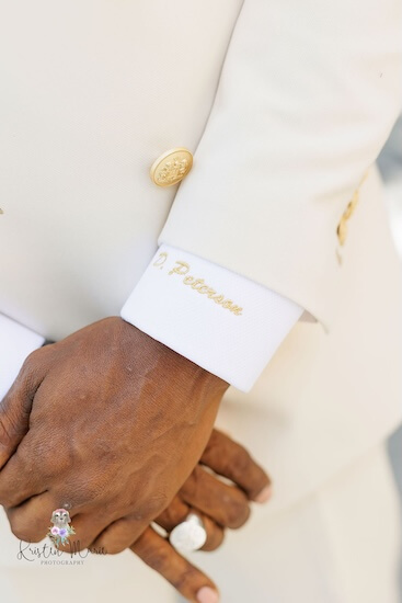 A Tampa groom's monogrammed shirt cuff.