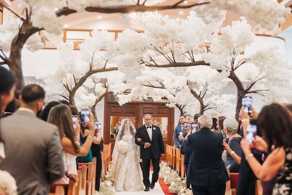Bride walking down the aisle at her Clearwater wedding.