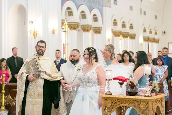 A wedding ceremony at St. Nicholas Greek Orthodox church in Tarpon Springs, Florida.