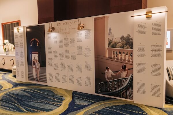 Incredible seating chart for a huge Clearwater wedding.